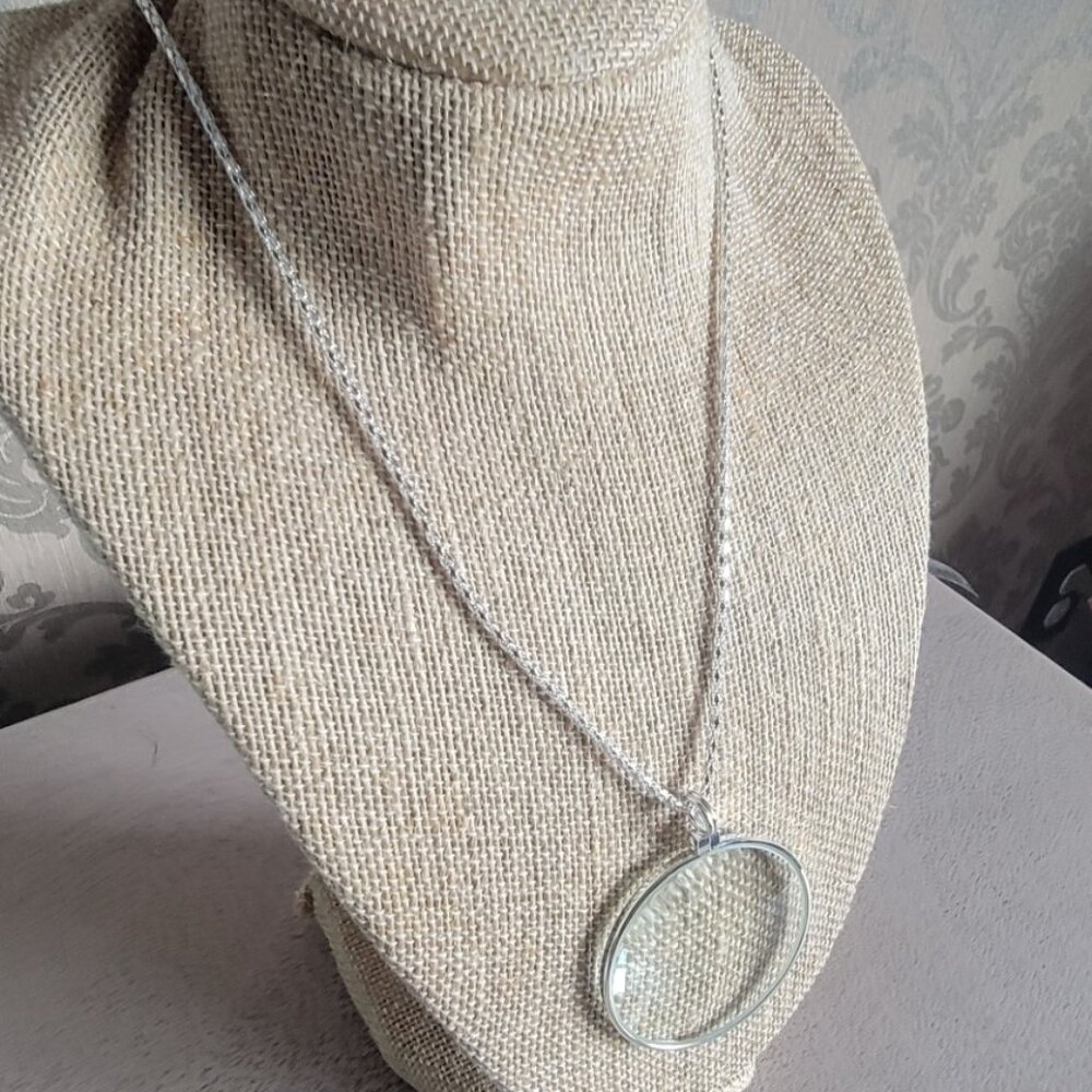 Silver Tone Magnifying Glass Necklace - Picture 3 of 3